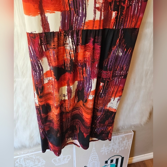 Current 2000's Cityscape Watercolor Sleeveless Midi Dress - Picture 5 of 8